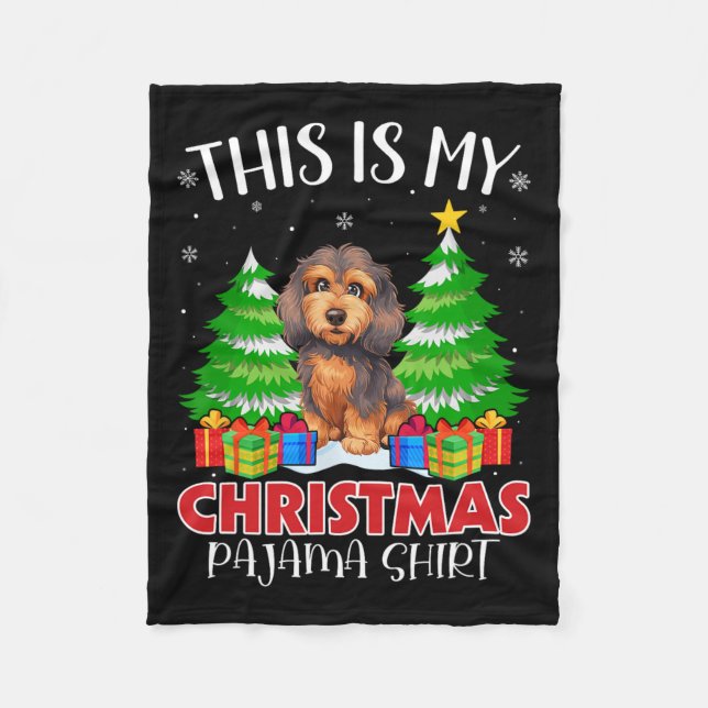 This Is My Christmas Pajama Apoo Dog Xmas Pjs  Fleece Blanket (Front)
