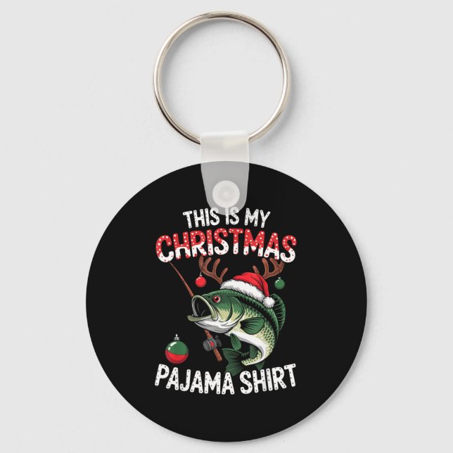 This Is My Christmas Pajama B Fish Santa Hat Toddl Keychain (Front)