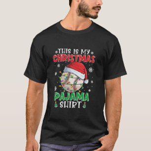 This Is My Christmas Pajama Baseball Santa Hat Lig T-Shirt