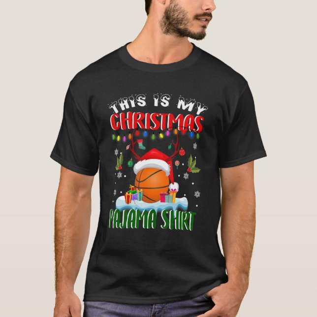 This Is My Christmas Pajama  Basketball Christmas T-Shirt (Front)