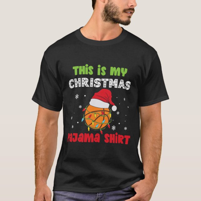 This Is My Christmas Pajama Basketball Funny T-Shirt (Front)
