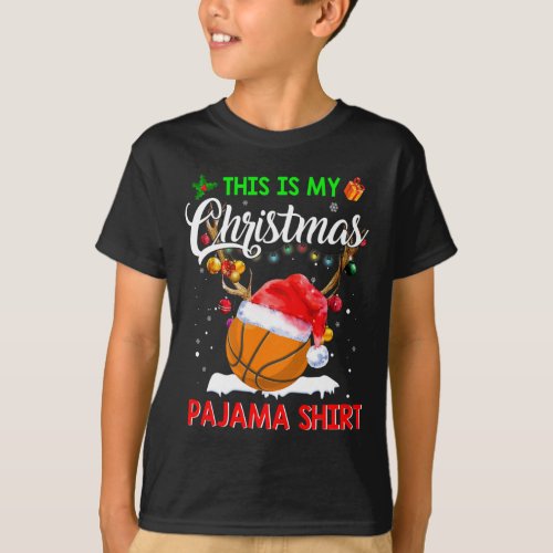 This Is My Christmas Pajama Basketball Reindeer Sa T_Shirt