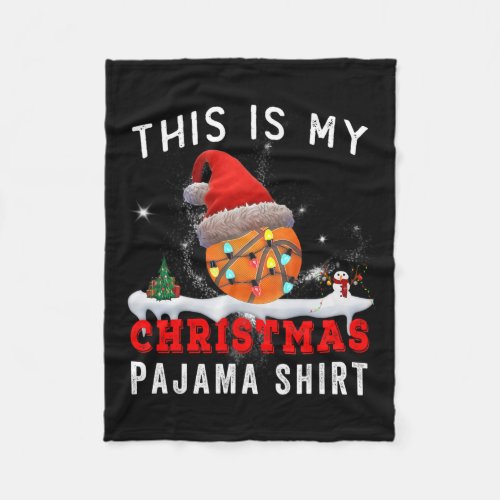 This Is My Christmas Pajama Basketball Santa Hat F Fleece Blanket