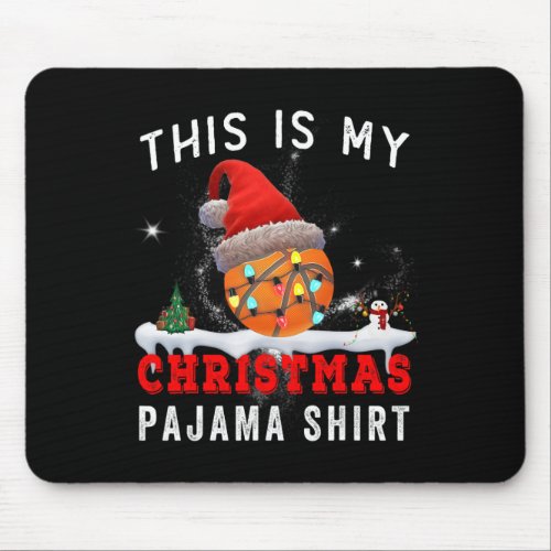 This Is My Christmas Pajama Basketball Santa Hat F Mouse Pad