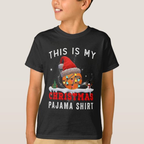 This Is My Christmas Pajama Basketball Santa Hat F T_Shirt