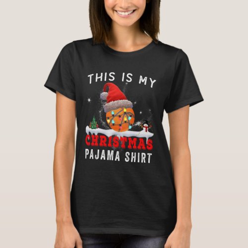 This Is My Christmas Pajama Basketball Santa Hat F T_Shirt