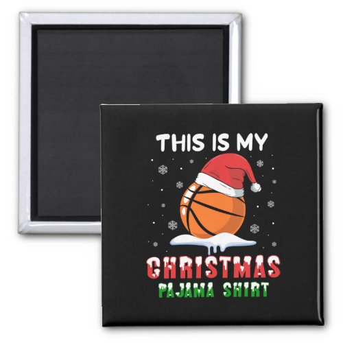 This Is My Christmas Pajama Basketball Santa Hat  Magnet