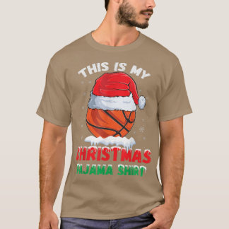 This Is My Christmas Pajama Basketball Santa Hat T-Shirt