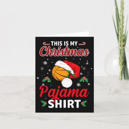 This Is My Christmas Pajama Basketball Santa Hat X Card