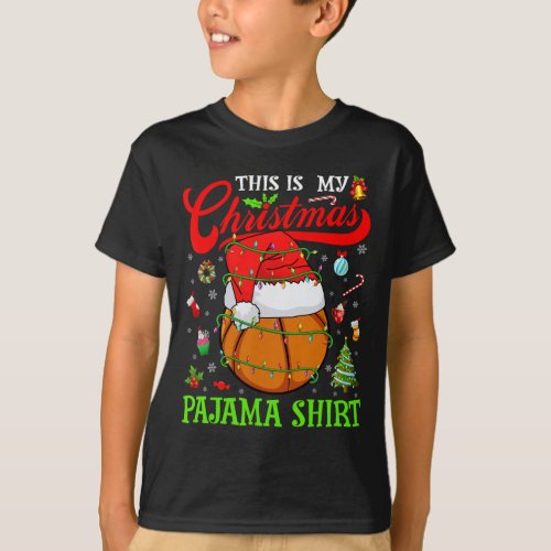 This Is My Christmas Pajama Basketball Xmas Tree L T_Shirt