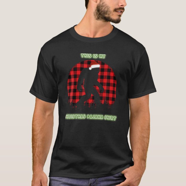 This Is My Christmas Pajama Bigfoot Buffalo Plaid T-Shirt (Front)