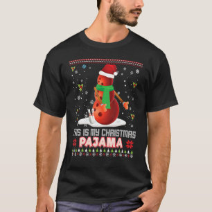 This Is My Christmas Pajama  Bowling Santa Elf Swe T-Shirt