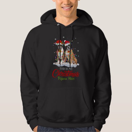 This Is My Christmas Pajama Boxer Dog Santa Hat Li Hoodie