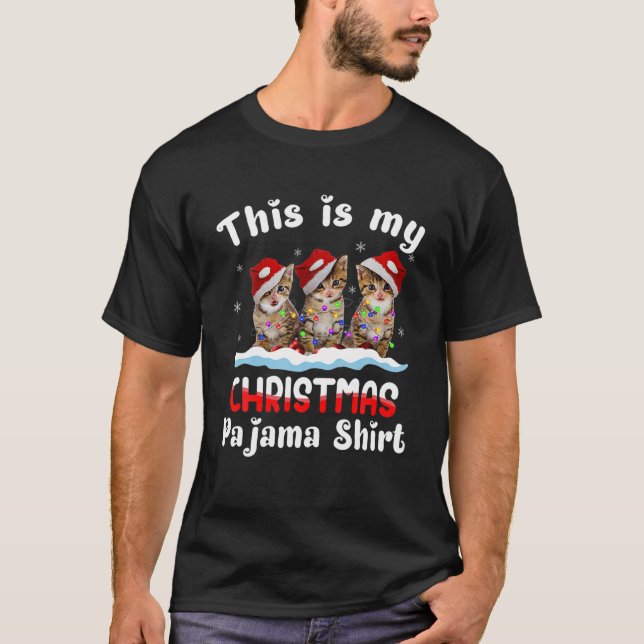 This Is My Christmas Pajama Cat Lover Funny Christ T-Shirt (Front)