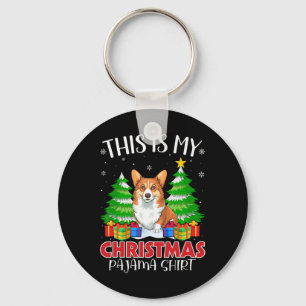 This Is My Christmas Pajama Corgi Dog Xmas Pjs Keychain