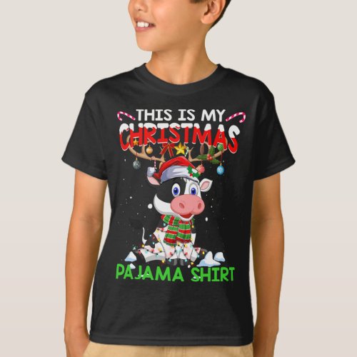 This Is My Christmas Pajama Cow Reindeer Christmas T_Shirt