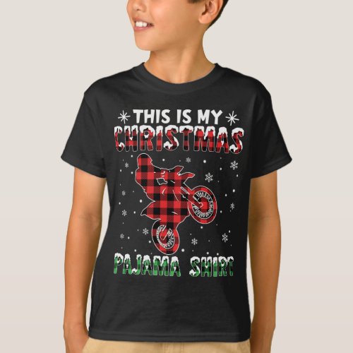 this is my christmas pajama Dirt Bike red plaid Mo T_Shirt