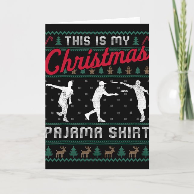 This Is My Christmas Pajama Disc Golf Ugly Sweater Card (Front)