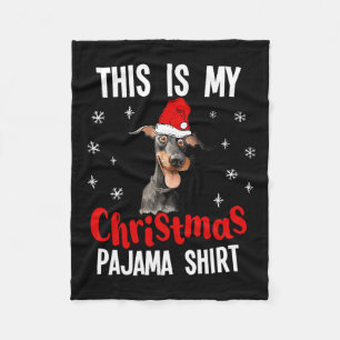 This Is My Christmas Pajama Doberman Xmas Pajama Fleece Blanket