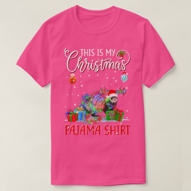 This is My Christmas Pajama  Ferrets Christmas Lig T-Shirt (Design Front)