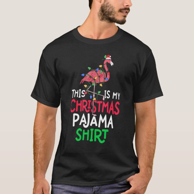 This Is My Christmas Pajama  Flamingo  Xmas T-Shirt (Front)