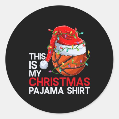 This Is My Christmas Pajama Funny Basketball Light Classic Round Sticker