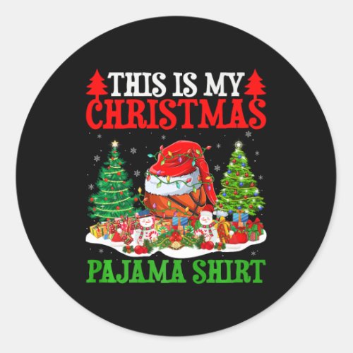 This Is My Christmas Pajama Funny Basketball Santa Classic Round Sticker