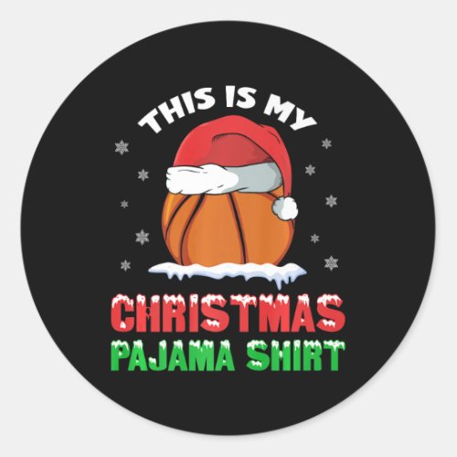 This Is My Christmas Pajama Funny Cute Basketball  Classic Round Sticker