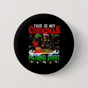 This Is My Christmas Pajama Funny Dachshund Dog Lo Button