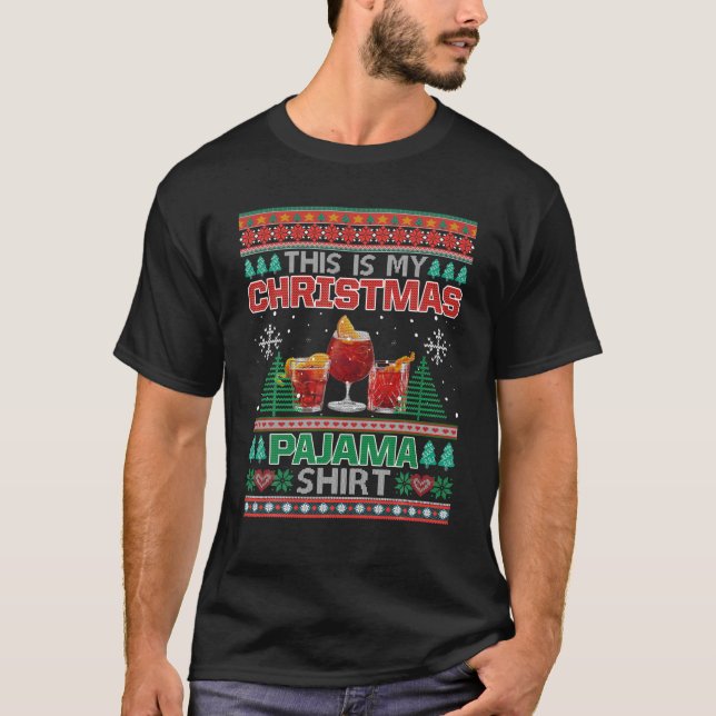 This Is My Christmas Pajama Funny Negroni Cocktail T-Shirt (Front)