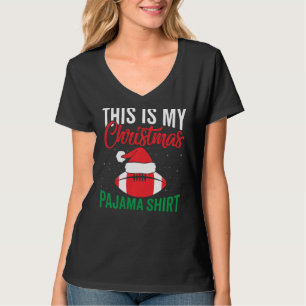 This Is My Christmas Pajama Funny Santa Football T T-Shirt