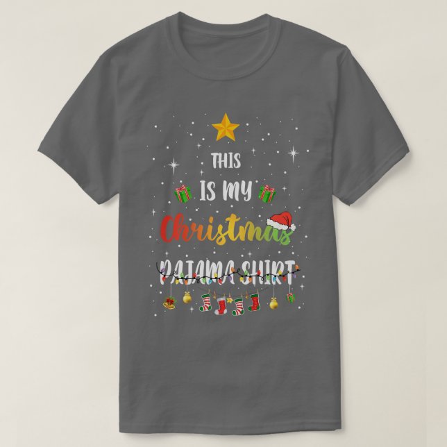 This is My Christmas Pajama  Funny Xmas Light Tree T-Shirt (Design Front)