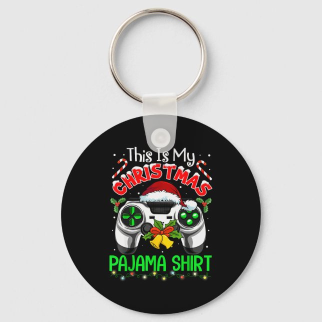 This Is My Christmas Pajama Gamer Video Game Boys  Keychain (Front)