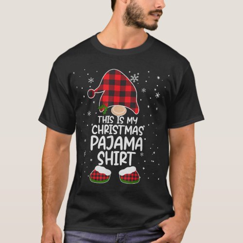 This Is My Christmas Pajama  Gnome Xmas Red Plaid  T_Shirt