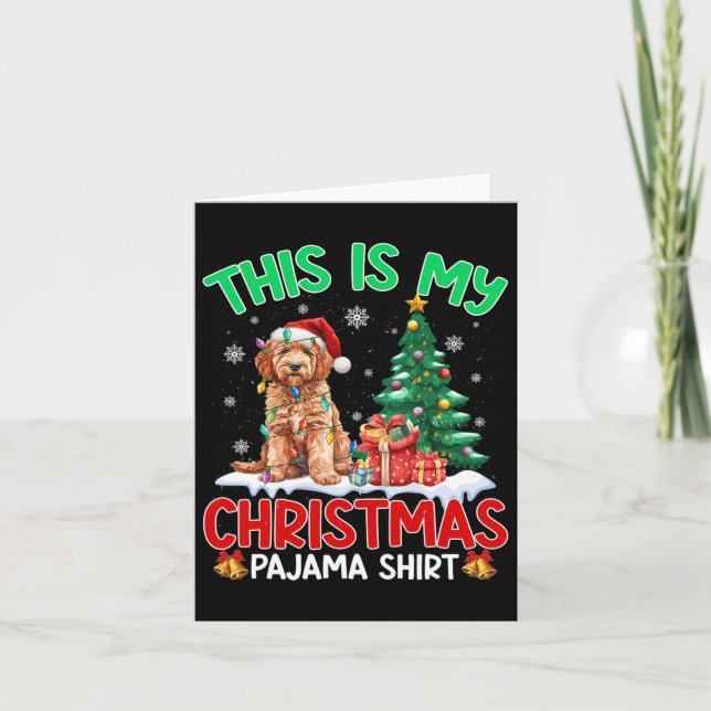 This Is My Christmas Pajama Goldendoodle Dog Lover Card (Front)
