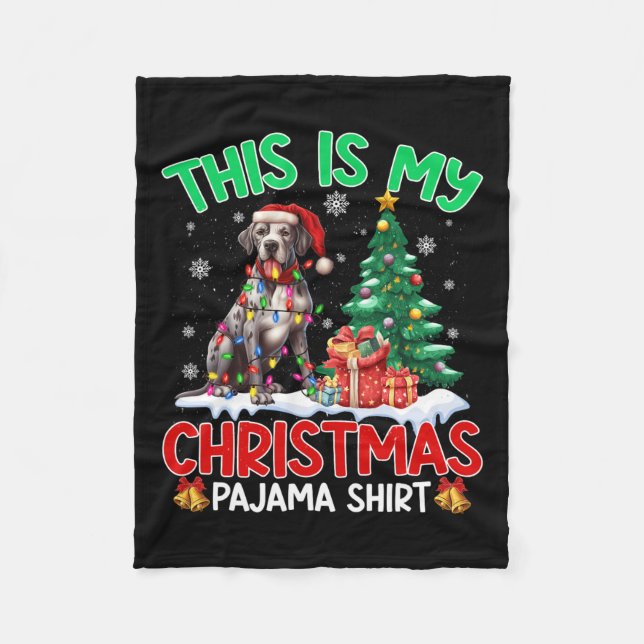 This Is My Christmas Pajama Great Dane Dog Lovers  Fleece Blanket (Front)