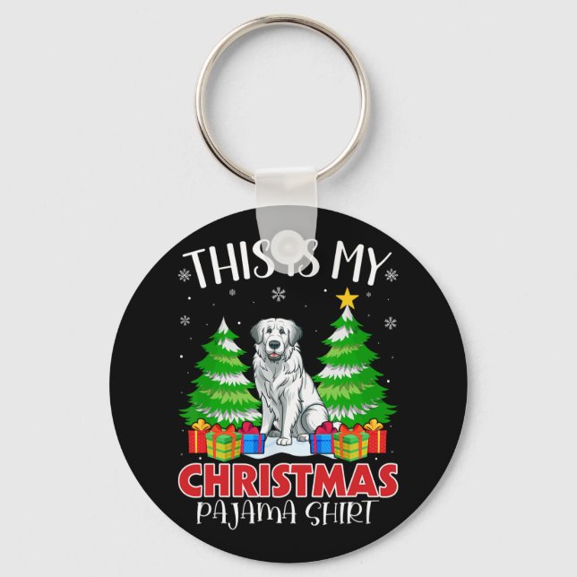 This Is My Christmas Pajama Great Pyrenees Dog Xma Keychain (Front)