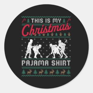 This Is My Christmas Pajama Lacrosse Ugly Sweater  Classic Round Sticker