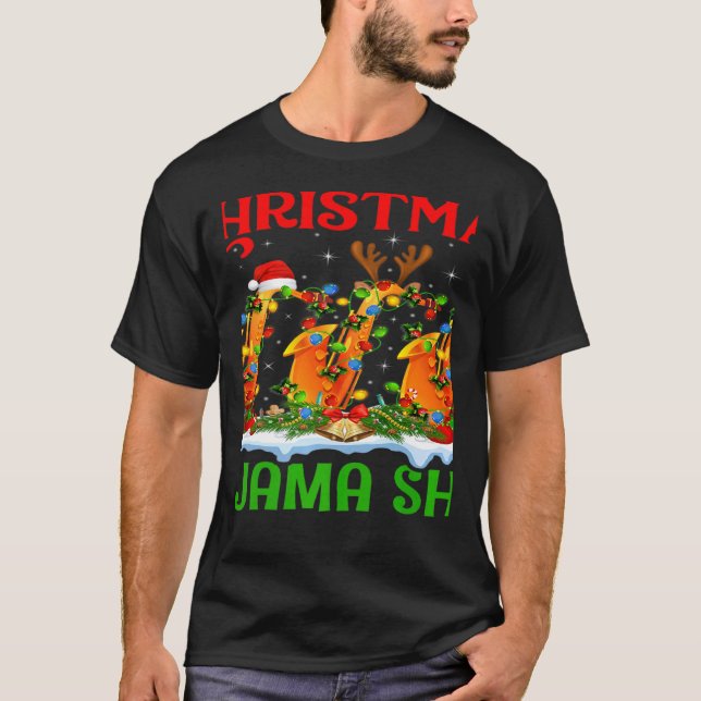 This Is My Christmas Pajama Lights Saxophone Chris T-Shirt (Front)