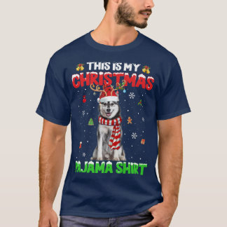 This Is My Christmas Pajama Lights Siberian Husky  T-Shirt