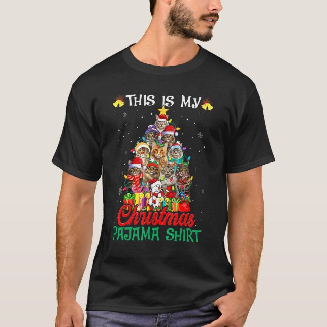 This Is My Christmas Pajama Maine Coon Tree T-Shirt (Front)