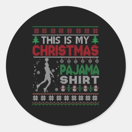 This Is My Christmas Pajama Mens Basketball Shirt  Classic Round Sticker