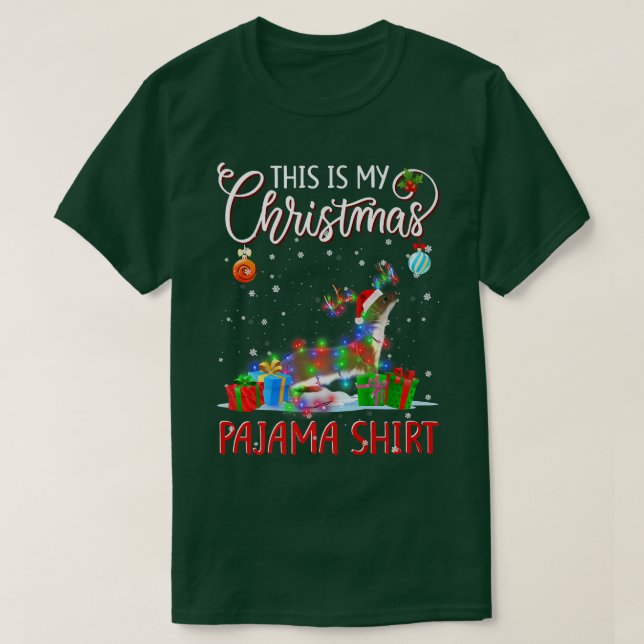 This is My Christmas Pajama  Otters Christmas Ligh T-Shirt (Design Front)