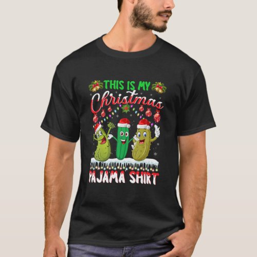 This Is My Christmas Pajama Pickles Christmas Sant T_Shirt