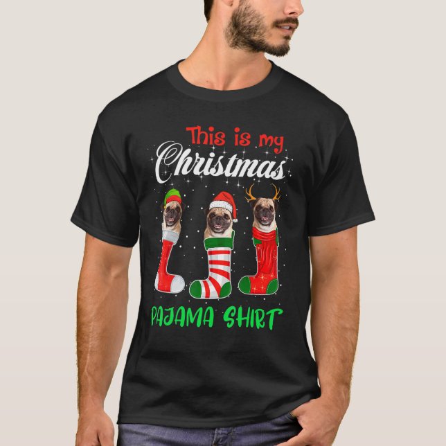 This Is My Christmas Pajama Pug Dog Puppy T-Shirt (Front)
