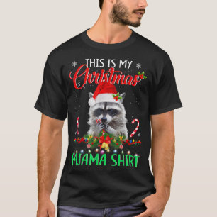 This is My Christmas Pajama  Raccoon Santa Christm T-Shirt