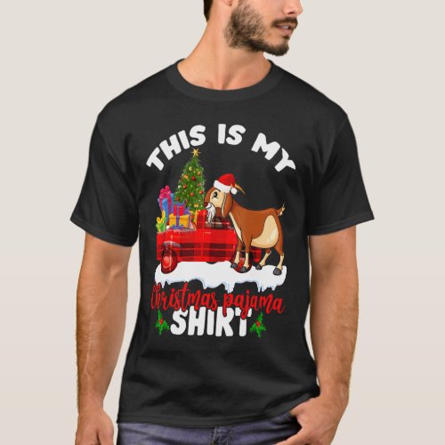 This Is My Christmas Pajama Red Plaid Car Goat Xma T_Shirt