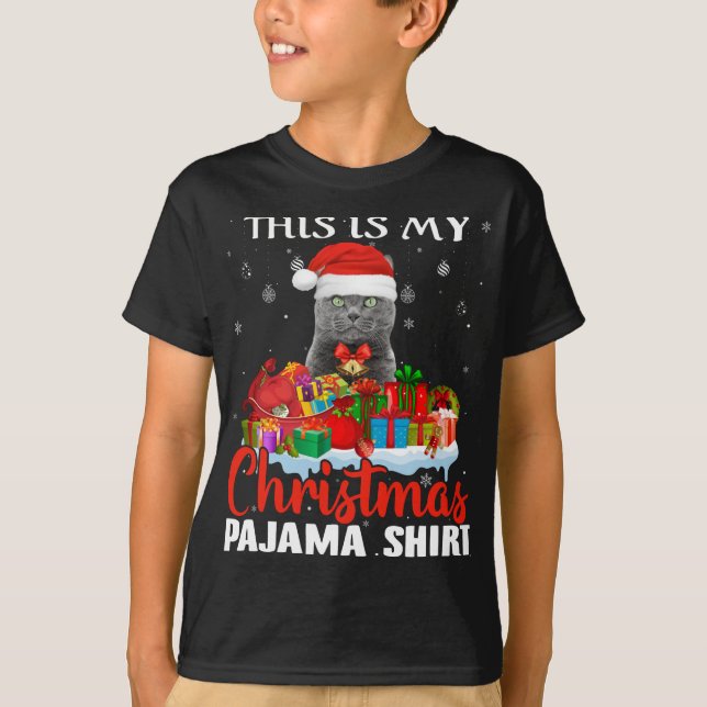 This Is My Christmas Pajama Russian Blue Cat T-Shirt (Front)