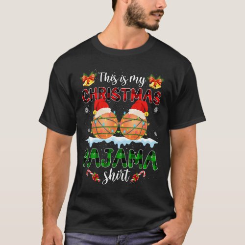 This Is My Christmas Pajama Santa Basketball Xmas  T_Shirt