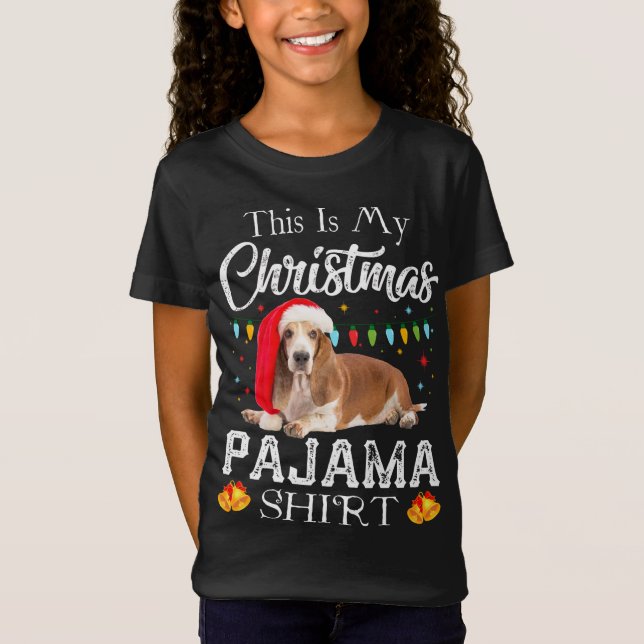 This is My Christmas Pajama Santa Basset Hound Gif T-Shirt (Front)